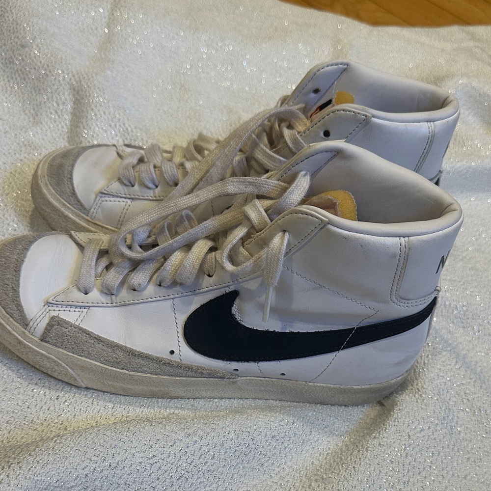 Nike White and Gray High-Top Sneakers